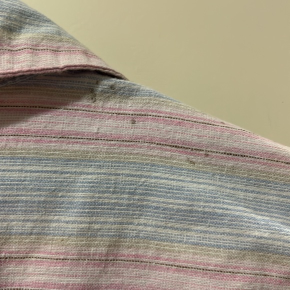 Bruno New York Mens Linen Blend striped Button Down Short Sleeve Shirt size 2XLT - Picture 10 of 15